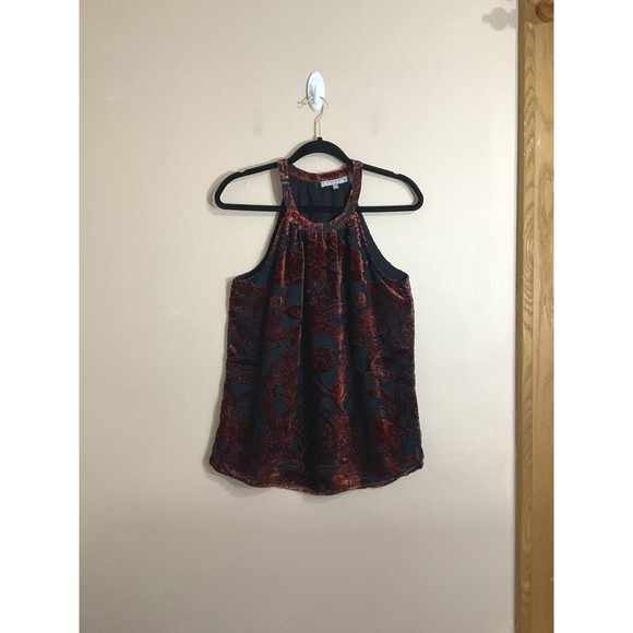 Daniel Rainn Womens Velour Tank Top Sz Small Red Witch Goth Fairy Grunge Floral - Picture 8 of 8